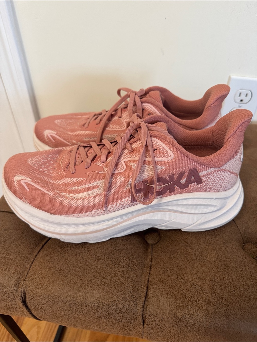Hoka Women's Dusty Rose Knit Running Sneakers